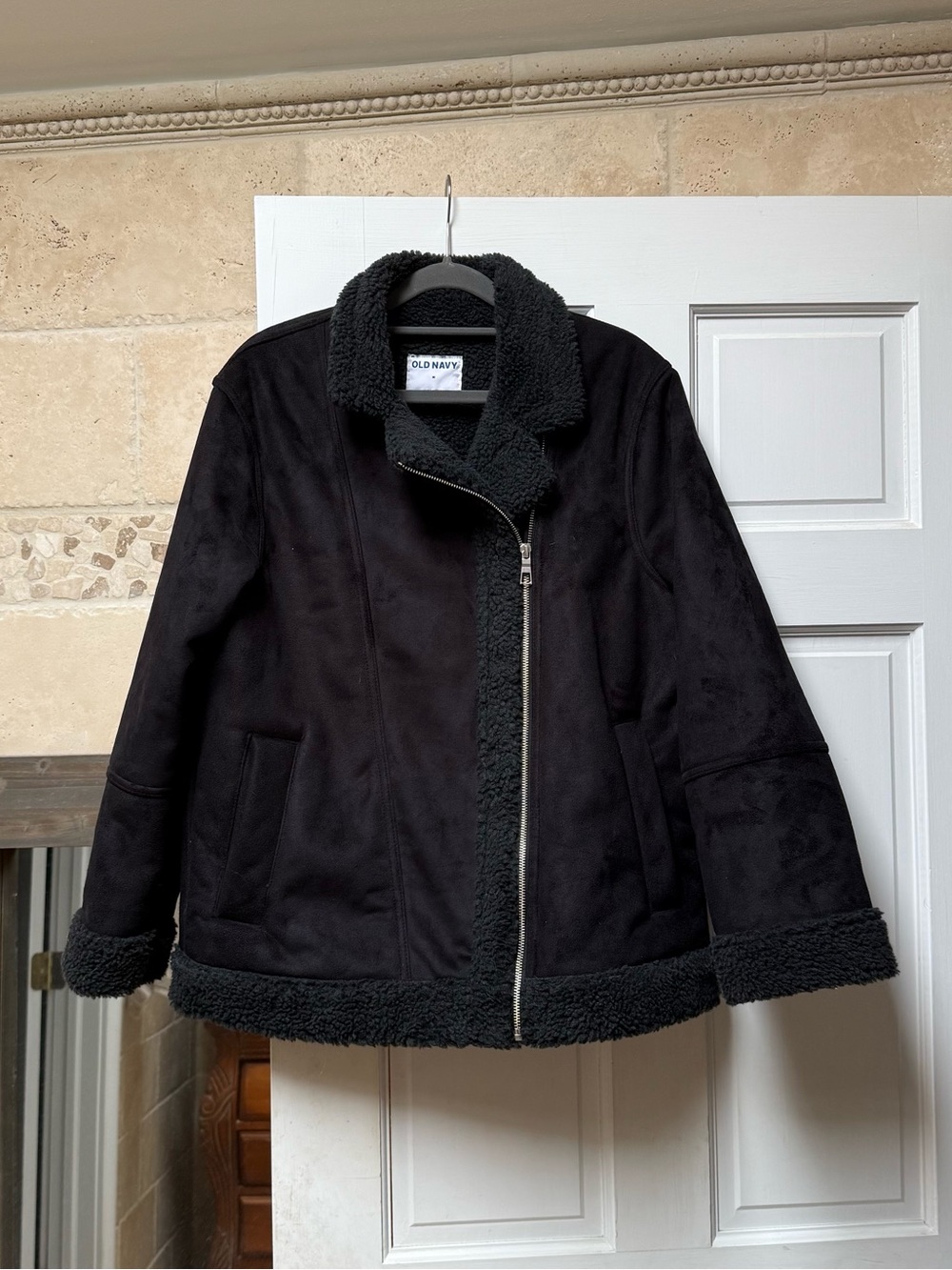 Old Navy Black Faux-Suede Sherpa Jacket